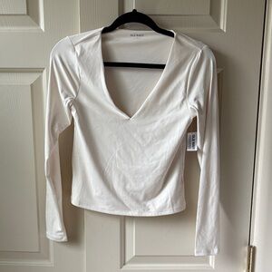 Old Navy Women's Cream V-Neck Blouse